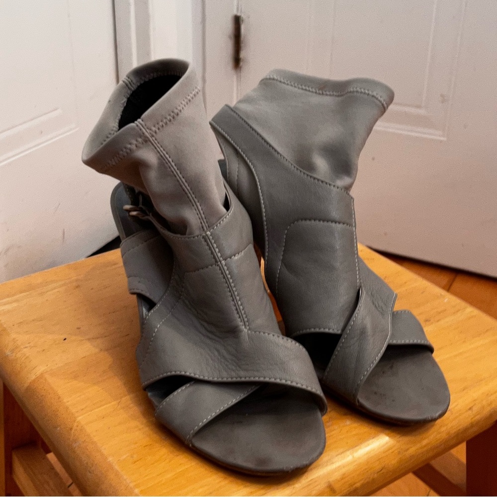 Grey Sock Sandal Heels